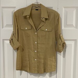 Theory Olive Button Down Shirt